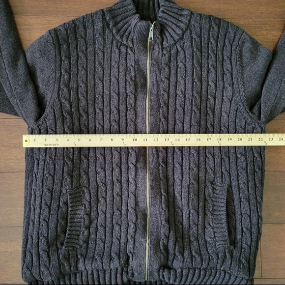 Boston Traders Men's XXL Cable Knit Fleece Lined Zip-Up Sweater Jacket Brown - Picture 6 of 8
